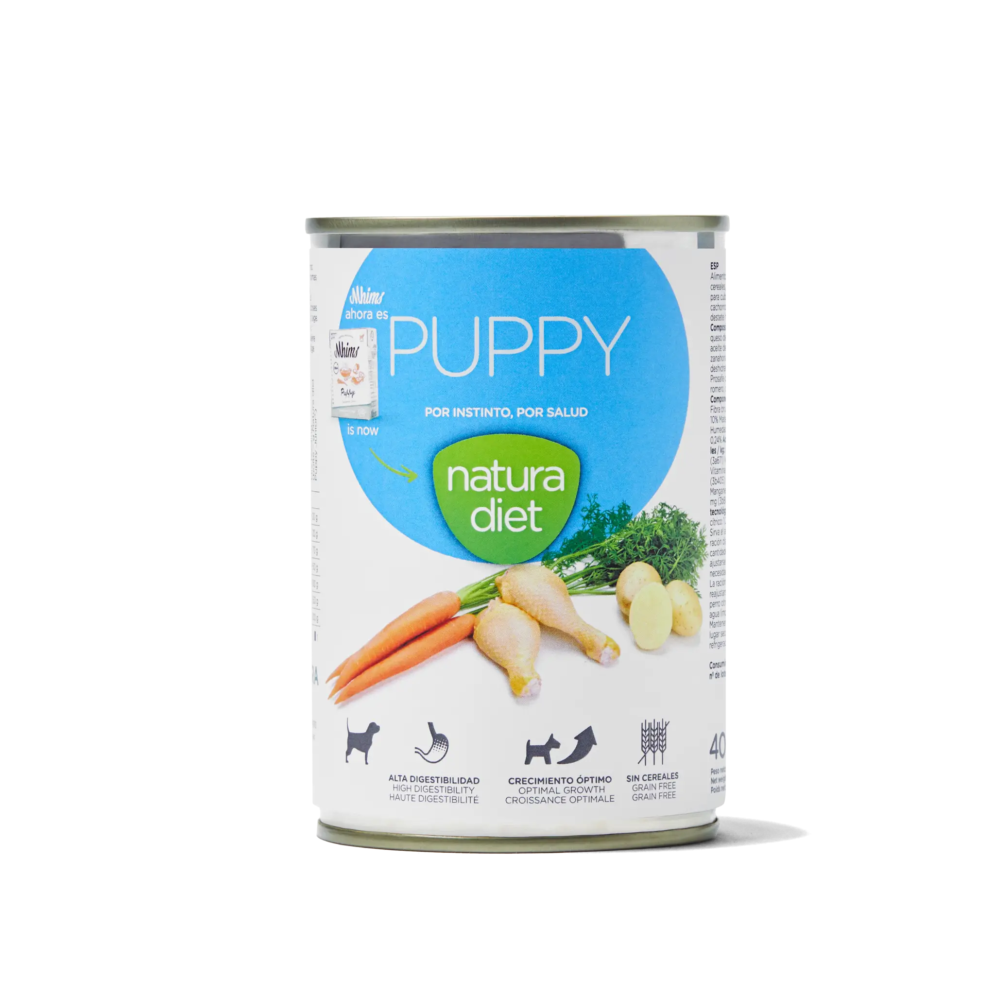 Complete food in paté based on fresh chicken that nourishes puppies from weaning to adulthood.